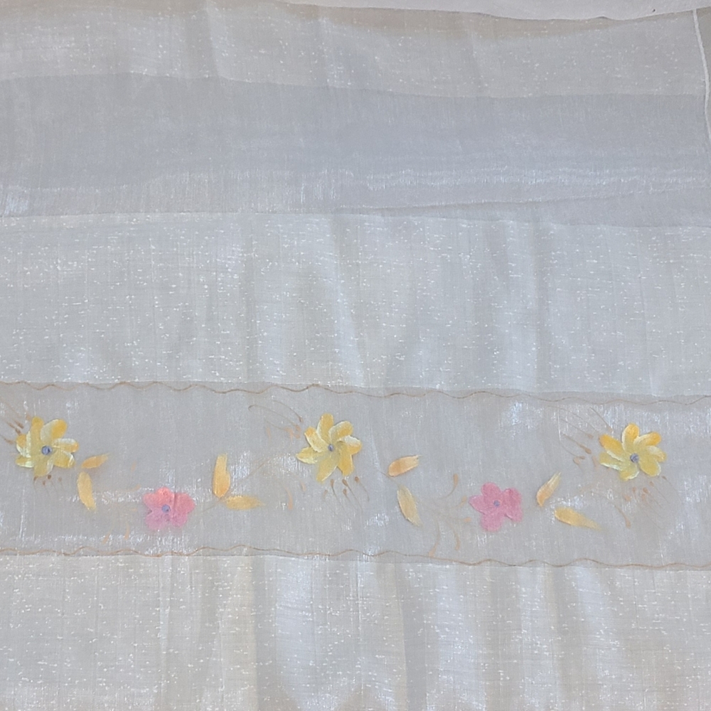 White Floral Scarf